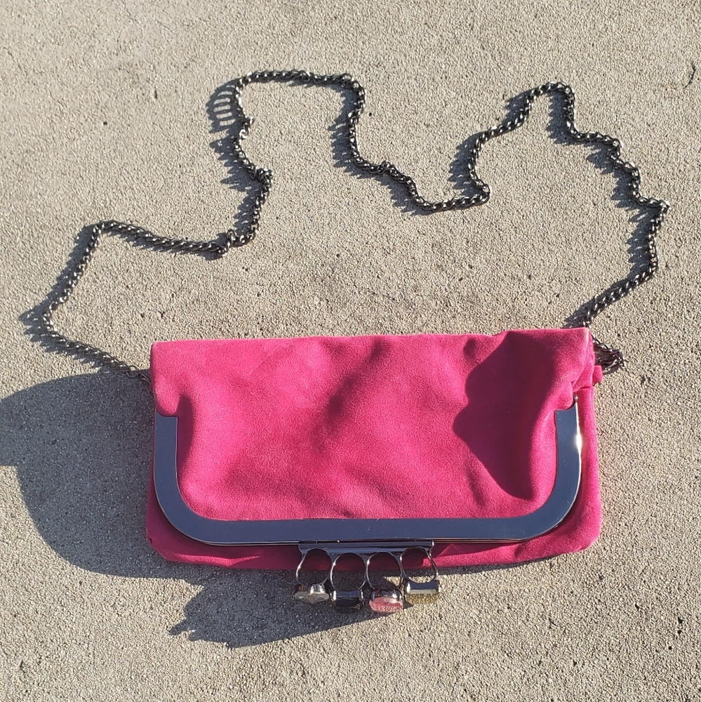 'JNB' Hot Pink Jewel Knuckle Ring Clutch